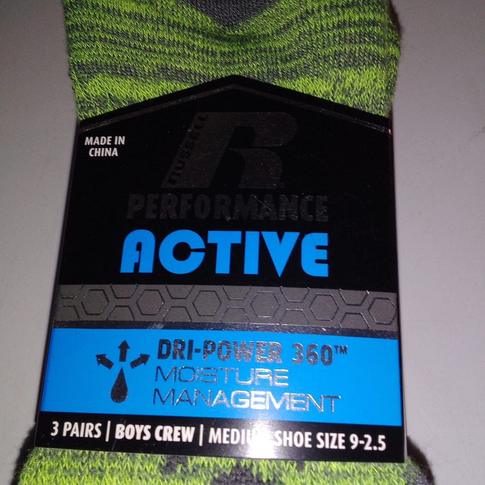 Russell Athletic Dri-Power Green Crew Socks